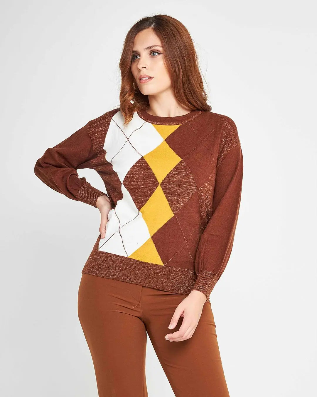 Maglia ad intarsio CACAO DORABELLA XL