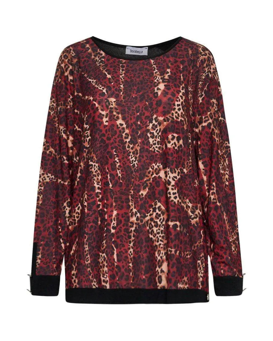 Maglia animalier NERO-BORDEAUX DORABELLA PIU' 55