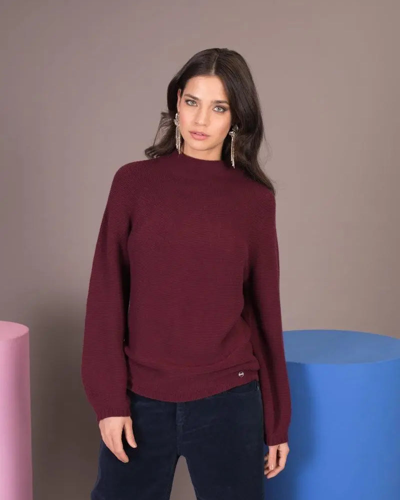 Maglia basic a mezzo collo BORDEAUX IRONICA XL