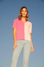 Maglia bi-colore GERANIO-PINK DORABELLA XL