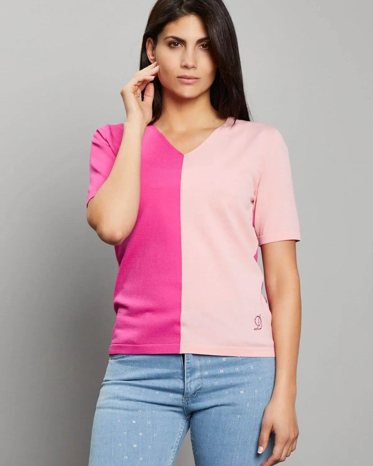 Maglia bi-colore GERANIO-PINK DORABELLA