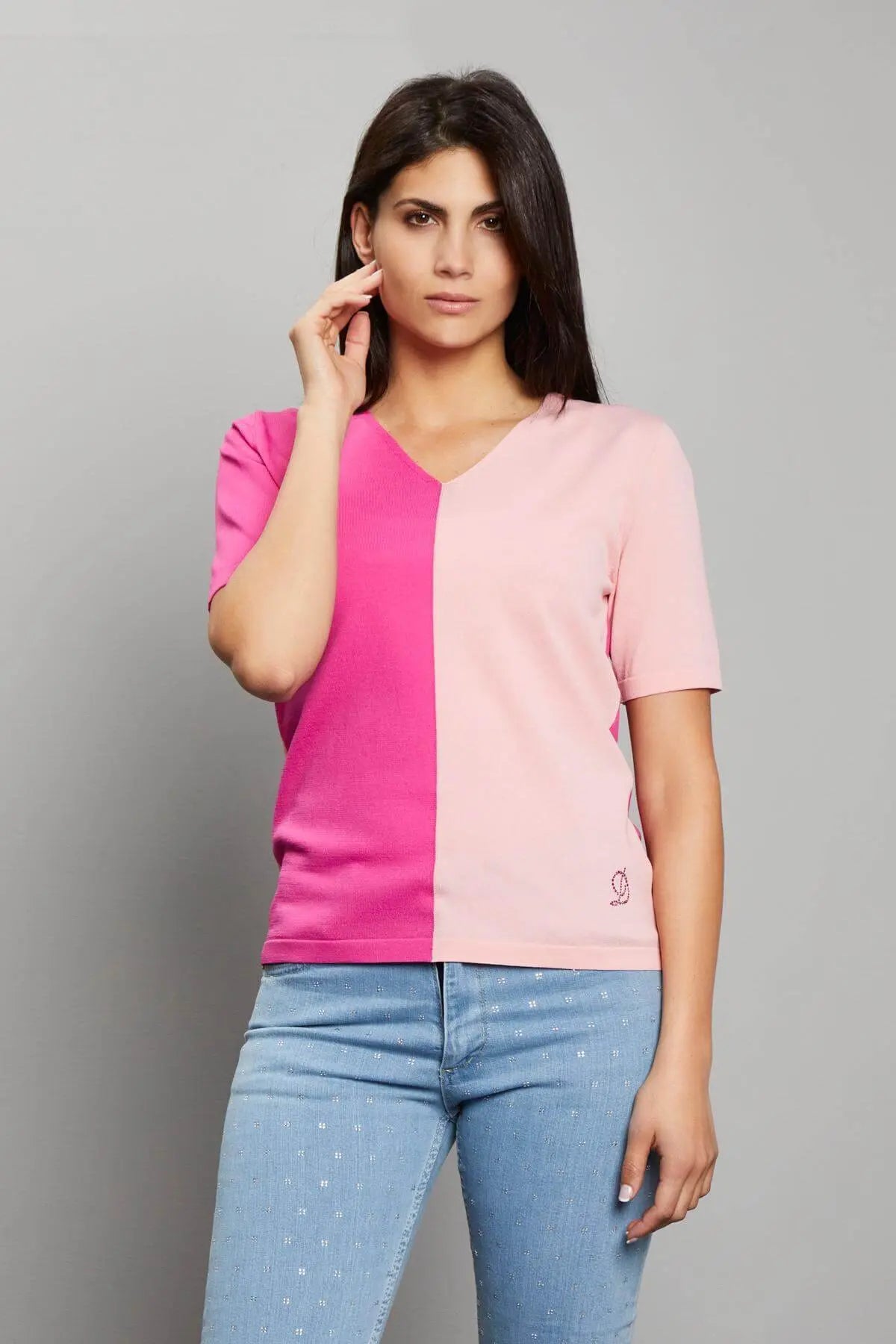 Maglia bi-colore GERANIO-PINK DORABELLA