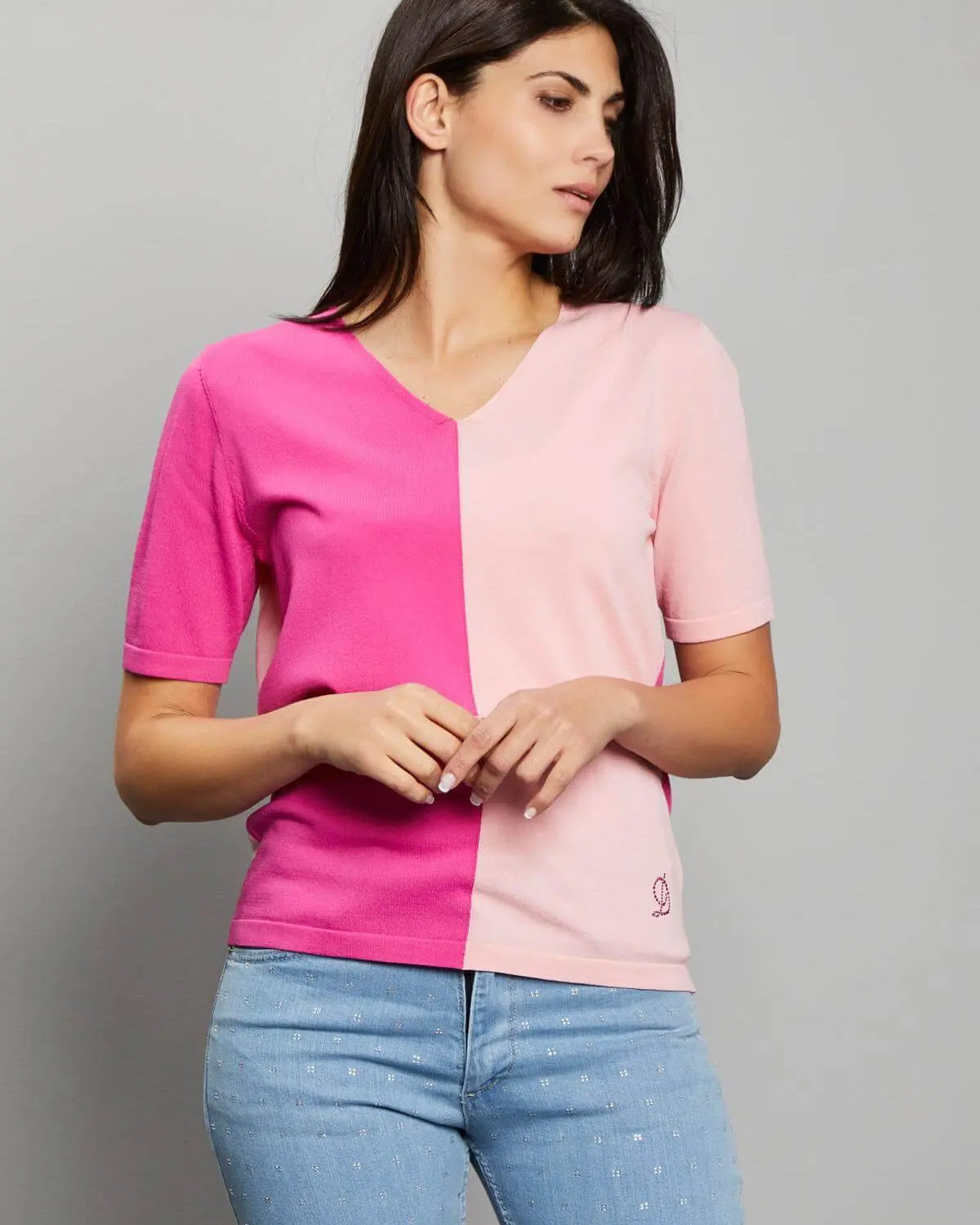 Maglia bi-colore GERANIO-PINK DORABELLA