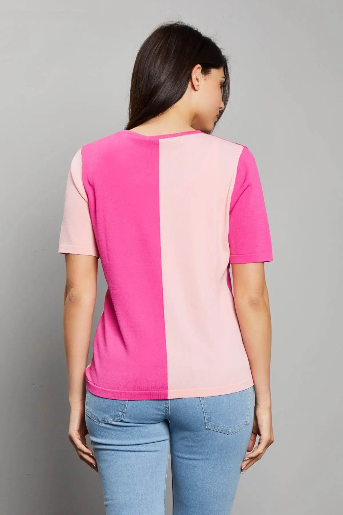 Maglia bi-colore GERANIO-PINK DORABELLA