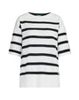Maglia bi-colore a righe in filato di misto viscosa con scollo a barca BIANCO-NERO DORABELLA