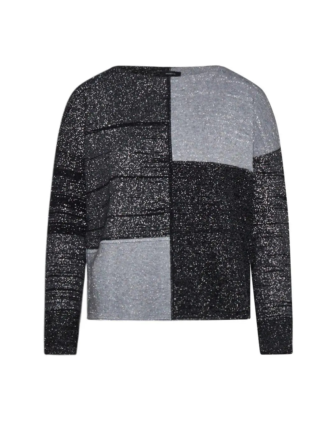 Maglia bicolor in lurex GRIGIO-NERO IRONICA XL