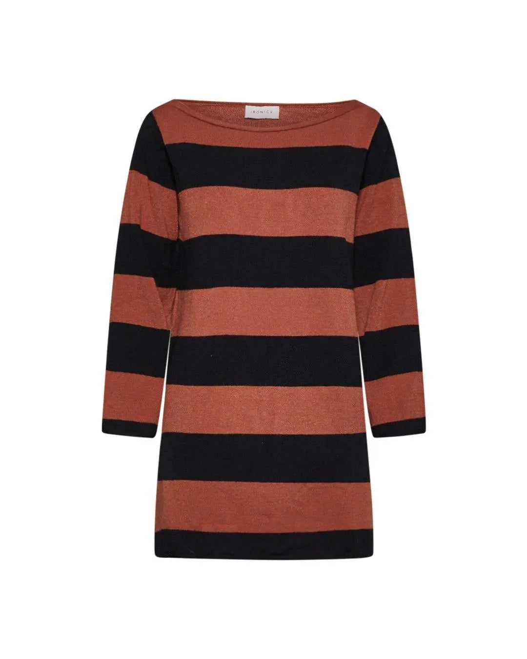 Maglia bicolor righe NERO-TABACCO IRONICA XL