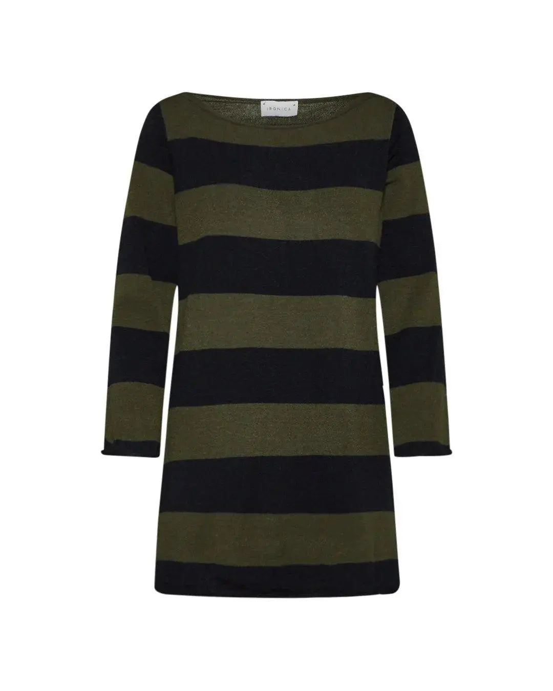Maglia bicolor righe NERO-VERDE IRONICA XL