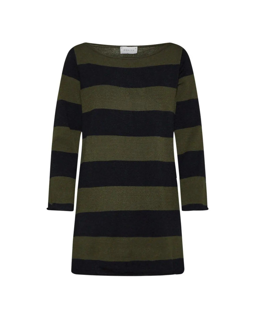 Maglia bicolor righe NERO-VERDE IRONICA XL