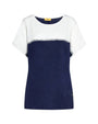 Maglia bicolore con paillettes BLUE NAVY DORABELLA PIU' XXXL