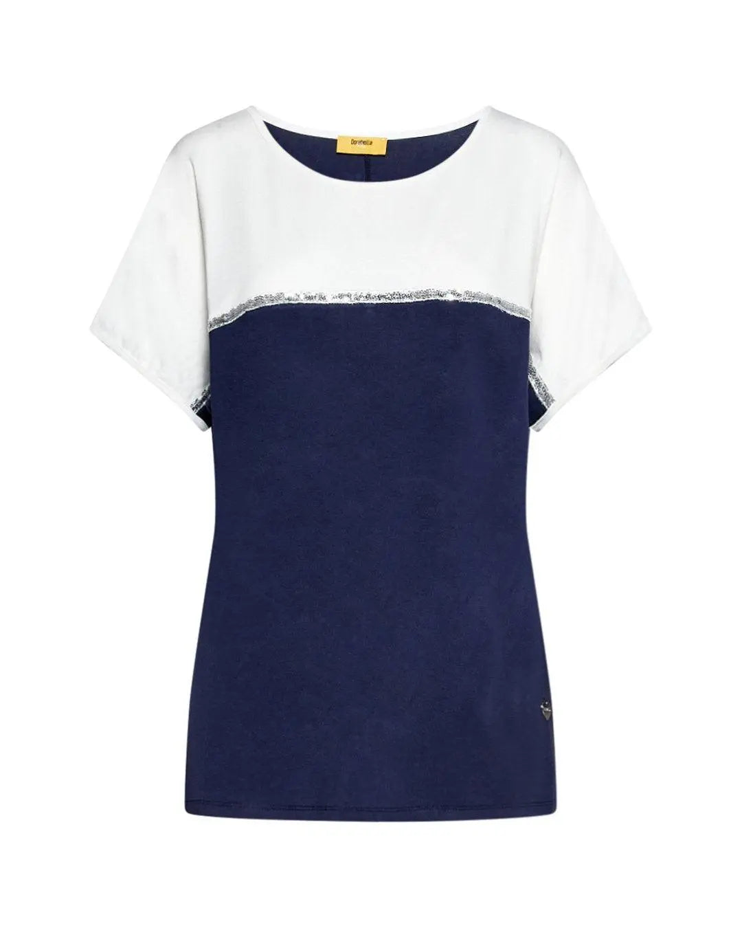 Maglia bicolore con paillettes BLUE NAVY DORABELLA PIU' XXXL