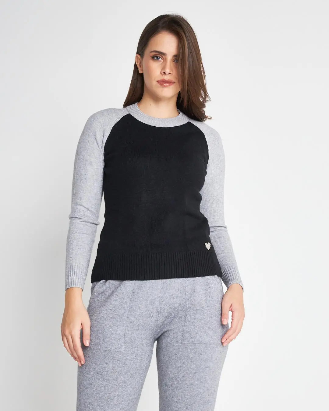 Maglia bicolore in viscosa NERO DORABELLA XL