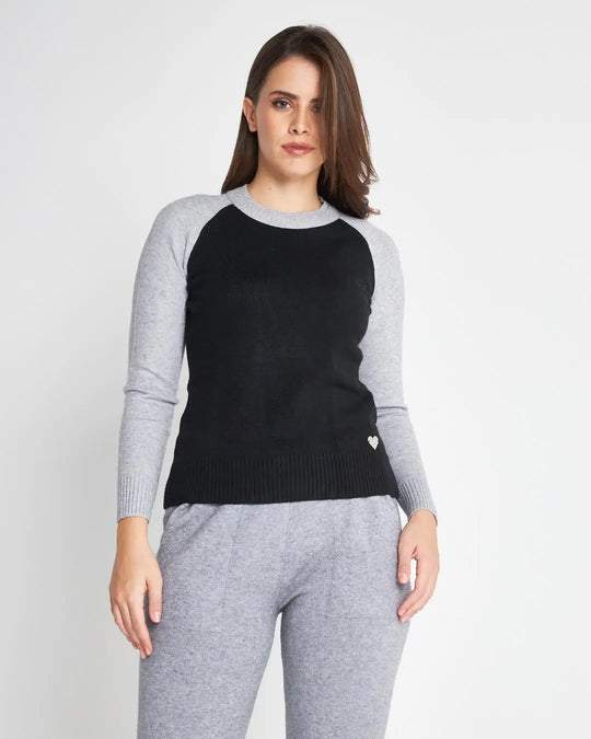 Maglia bicolore in viscosa NERO DORABELLA XL