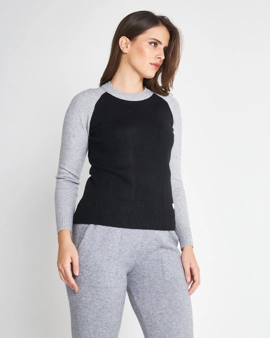 Maglia bicolore in viscosa NERO DORABELLA