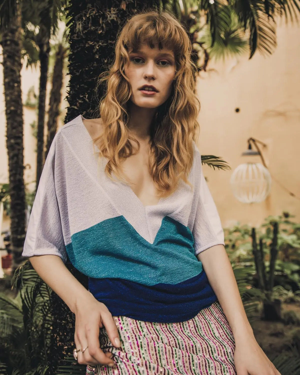 Maglia bimateriale AZZURRO IRONICA