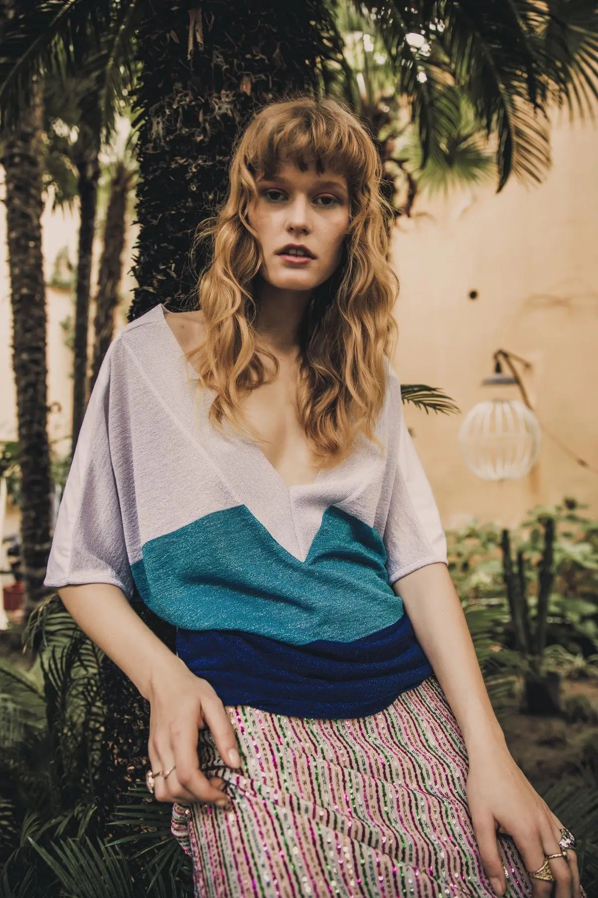 Maglia bimateriale AZZURRO IRONICA