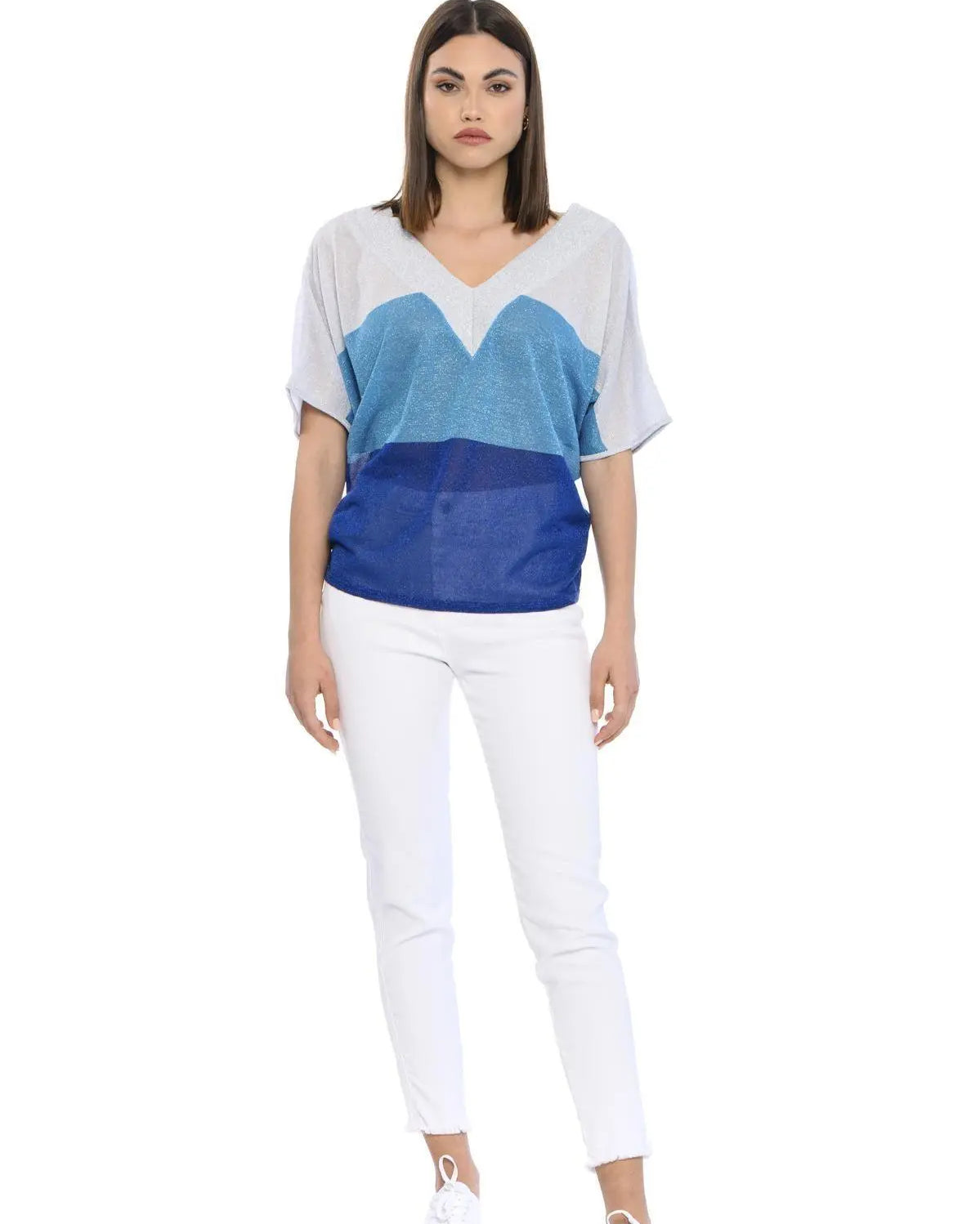 Maglia bimateriale AZZURRO IRONICA