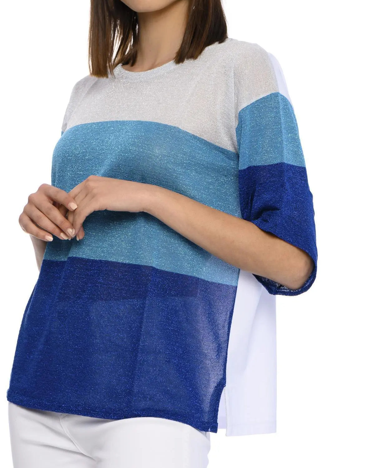 Maglia bimateriale AZZURRO IRONICA