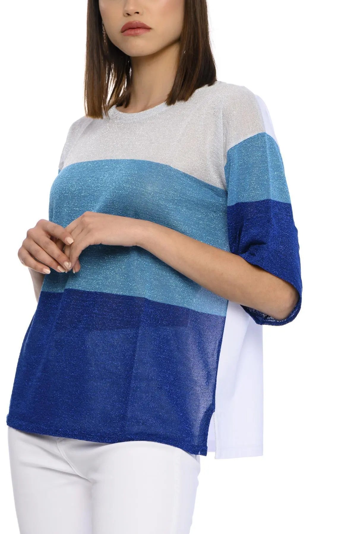 Maglia bimateriale AZZURRO IRONICA