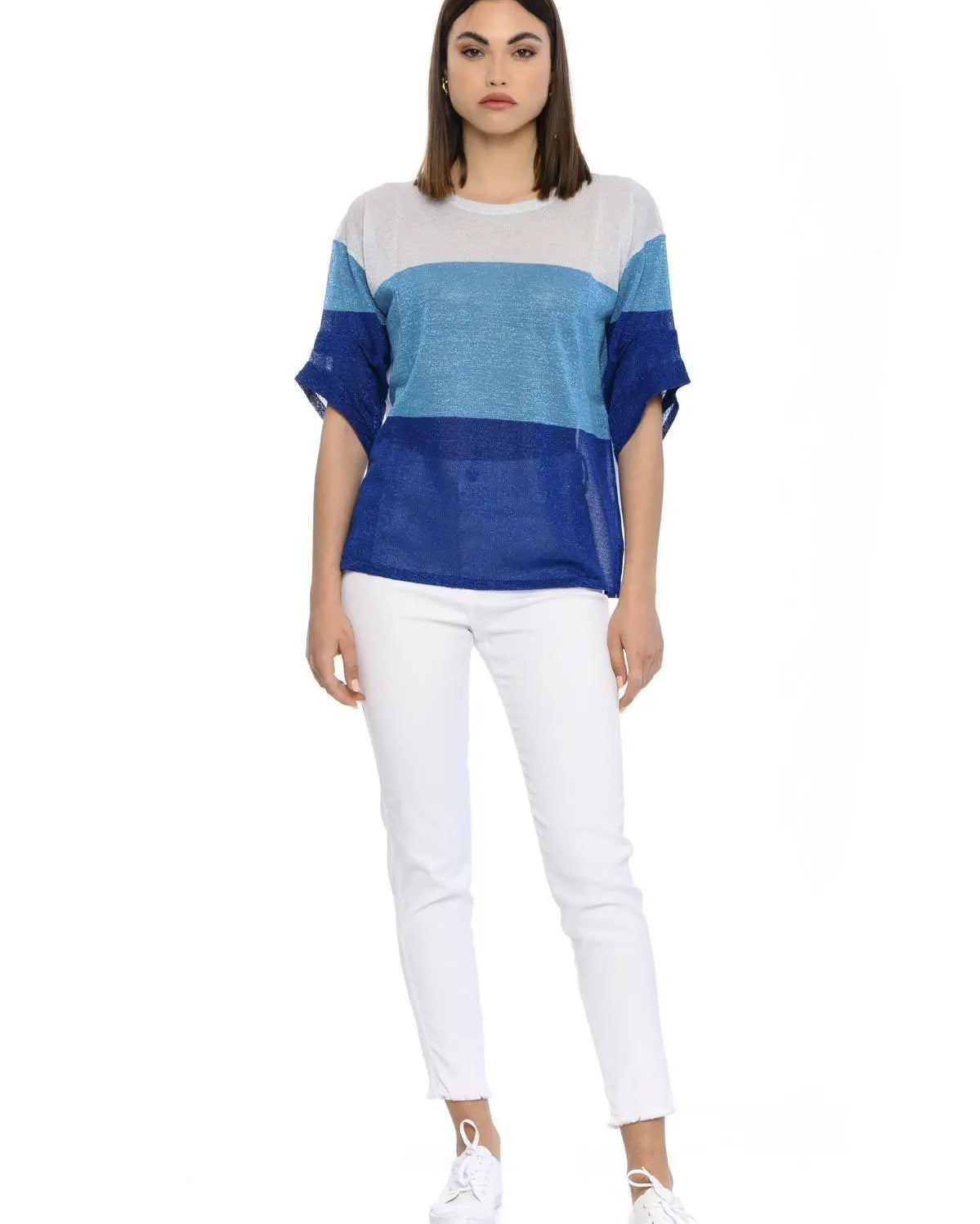 Maglia bimateriale AZZURRO IRONICA