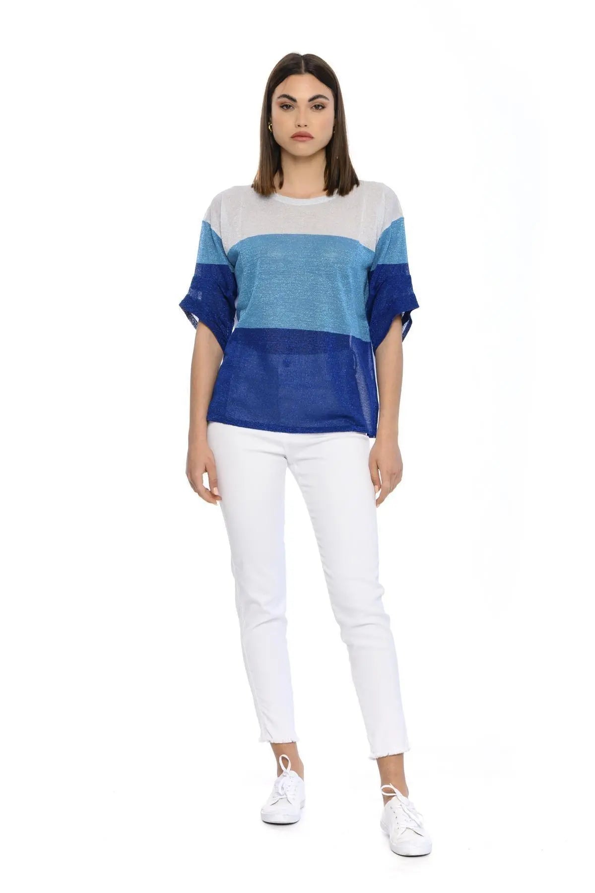 Maglia bimateriale AZZURRO IRONICA