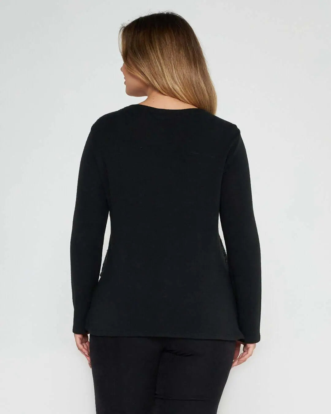 Maglia bimateriale NERO-GRIGIO DORABELLA