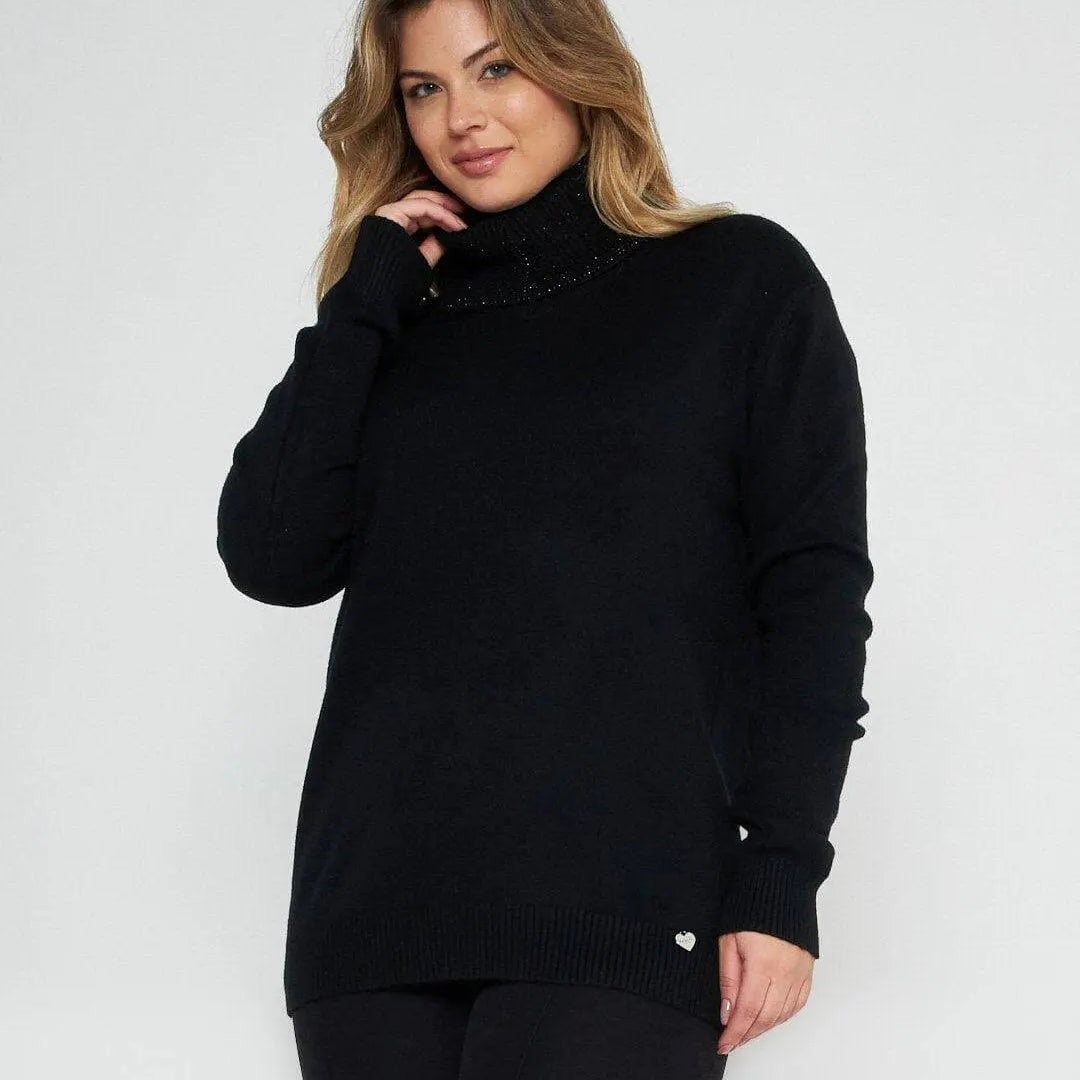 Maglia collo alto staccabile NERO A DORABELLA PIU' XXL