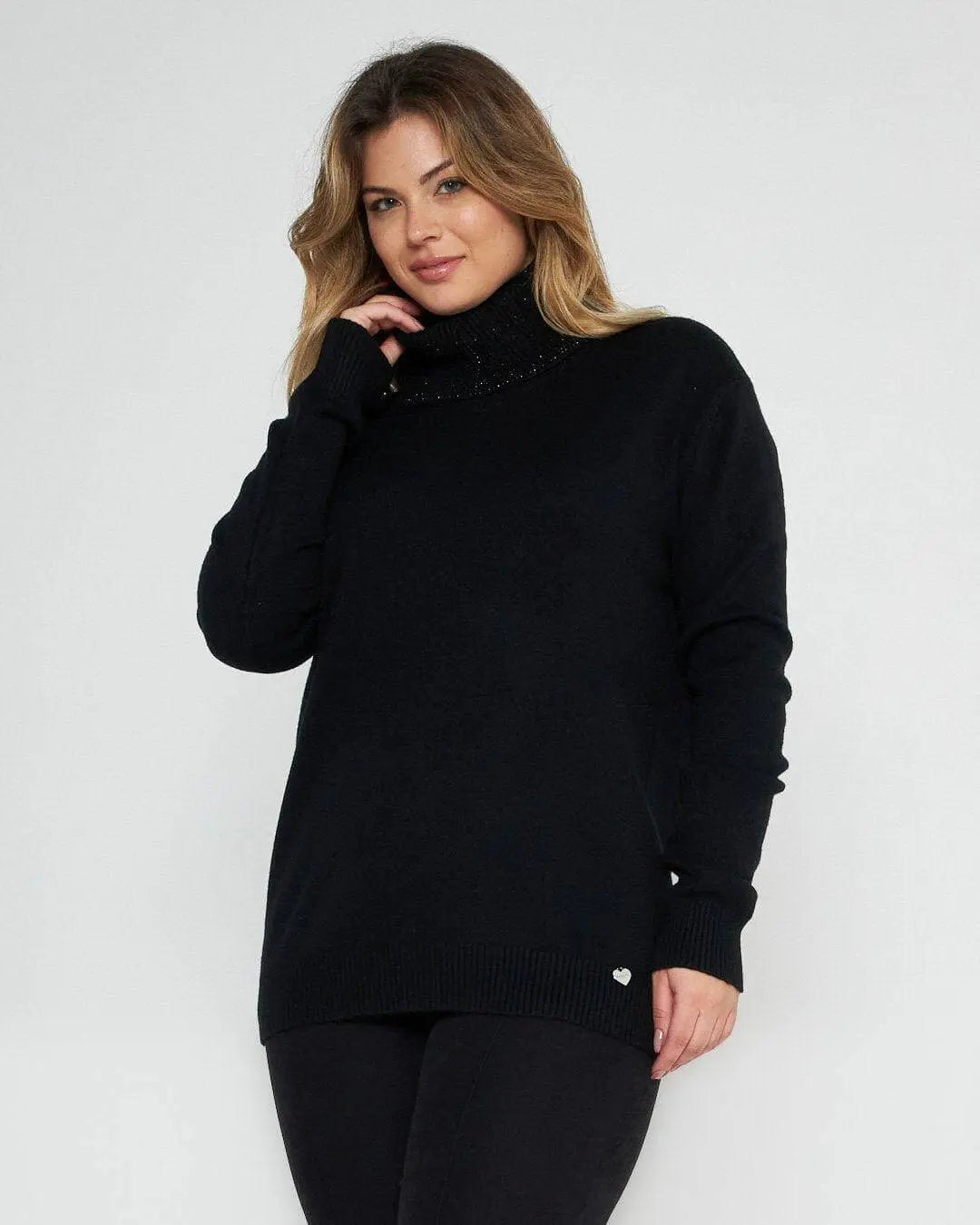 Maglia collo alto staccabile NERO A DORABELLA PIU' XXL