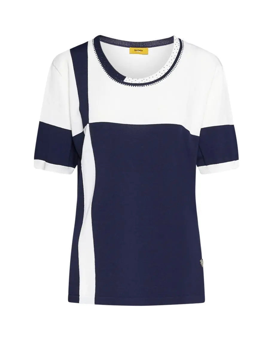 Maglia color block BLUE NAVY DORABELLA PIU'