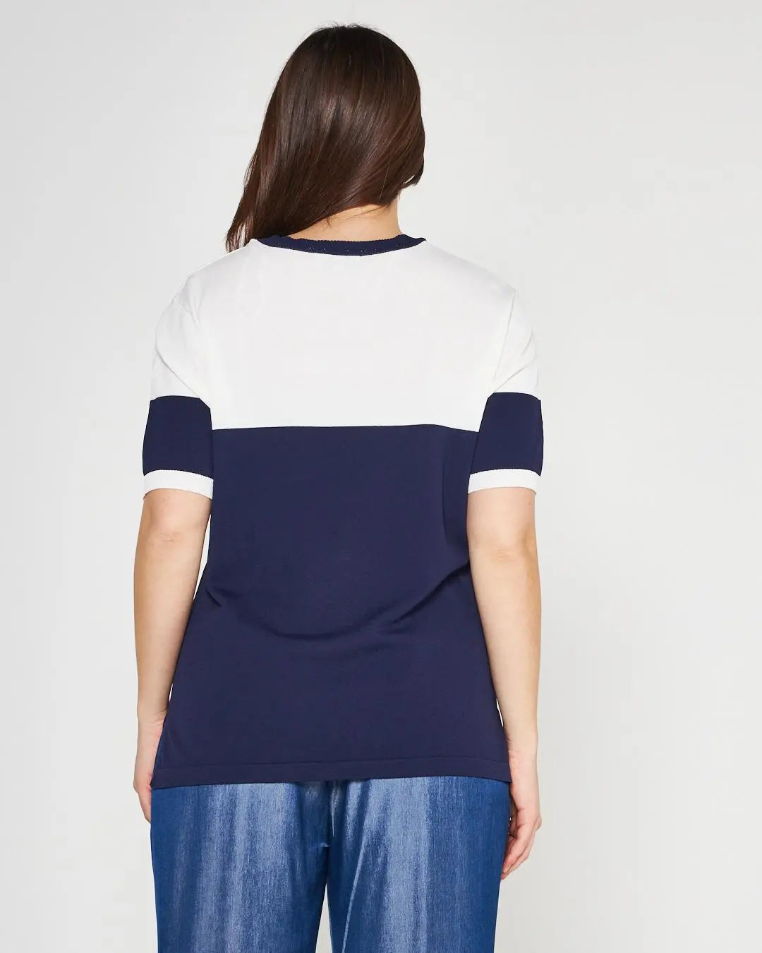 Maglia color block BLUE NAVY DORABELLA PIU'