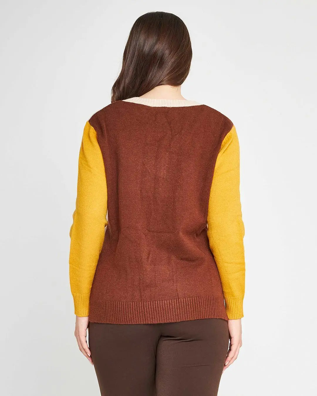 Maglia color block LIGHT BEIGE DORABELLA PIU'