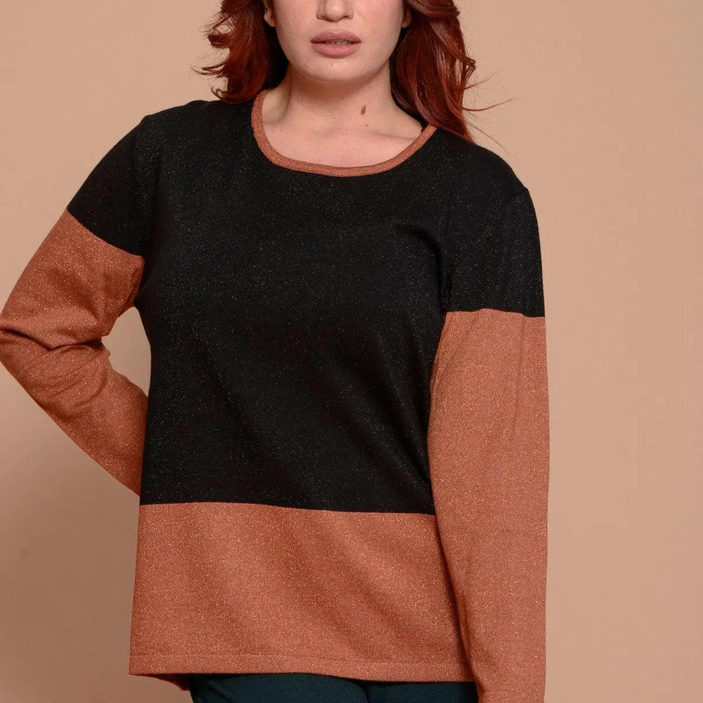 Maglia color block e collo rimovibile RAME DORABELLA CURVY