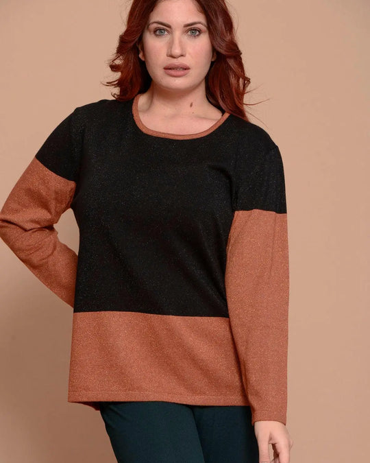 Maglia color block e collo rimovibile RAME DORABELLA CURVY
