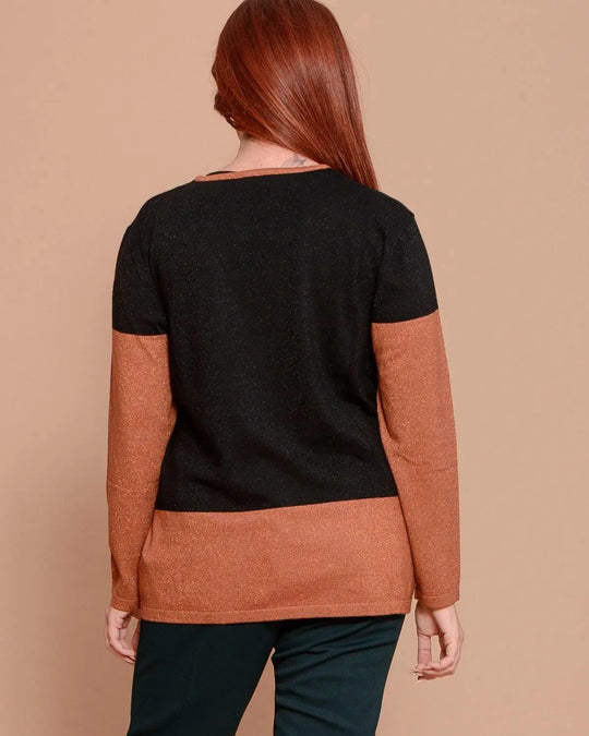 Maglia color block e collo rimovibile RAME DORABELLA CURVY