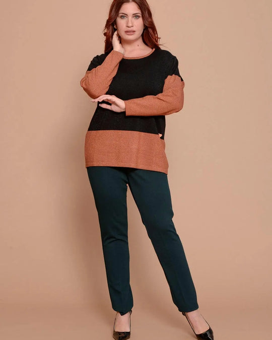 Maglia color block e collo rimovibile RAME DORABELLA CURVY