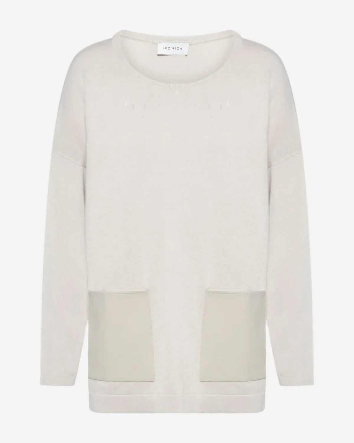 Maglia con applicazione tasche BEIGE IRONICA