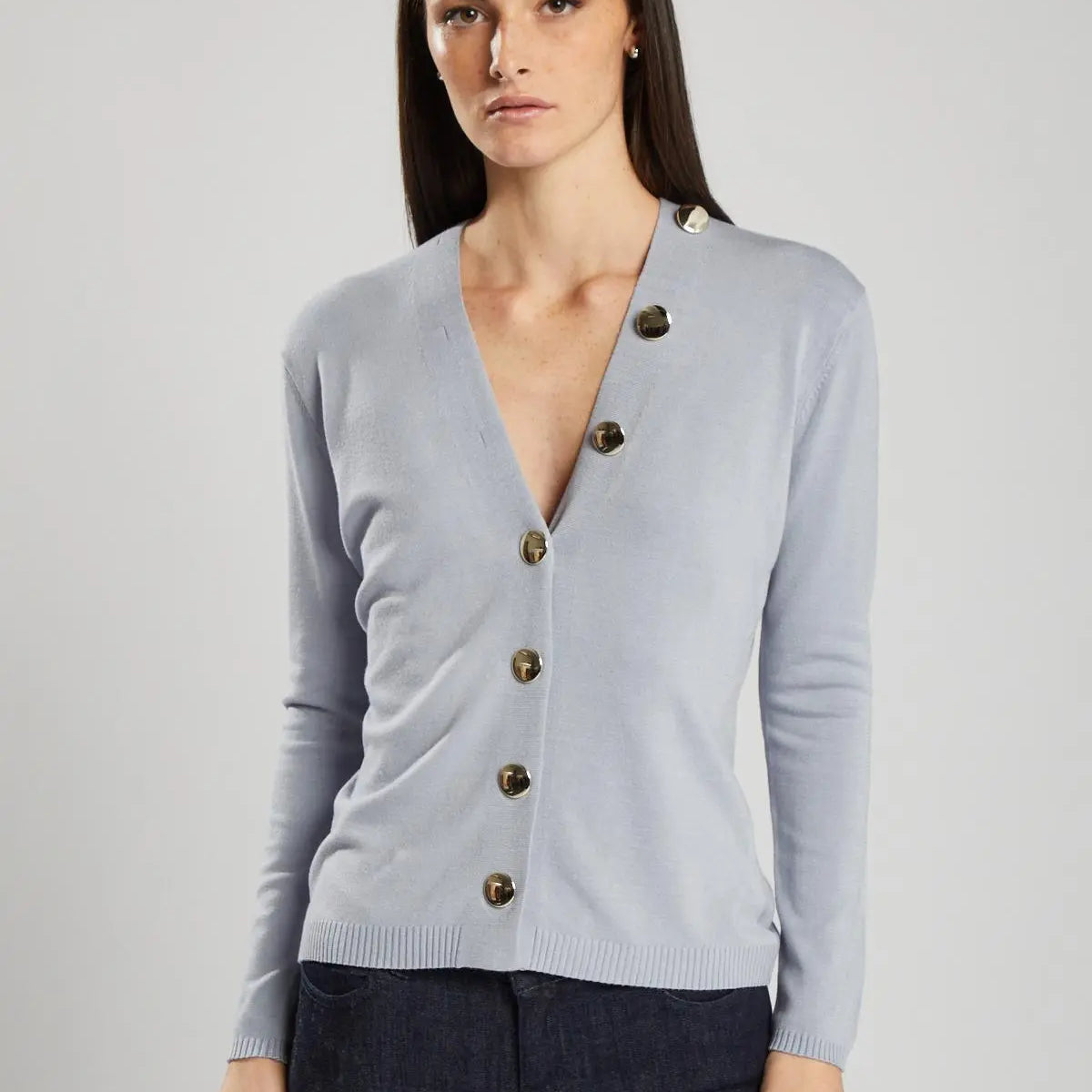 Maglia con bottoni metallo AZZURRO IRONICA XL