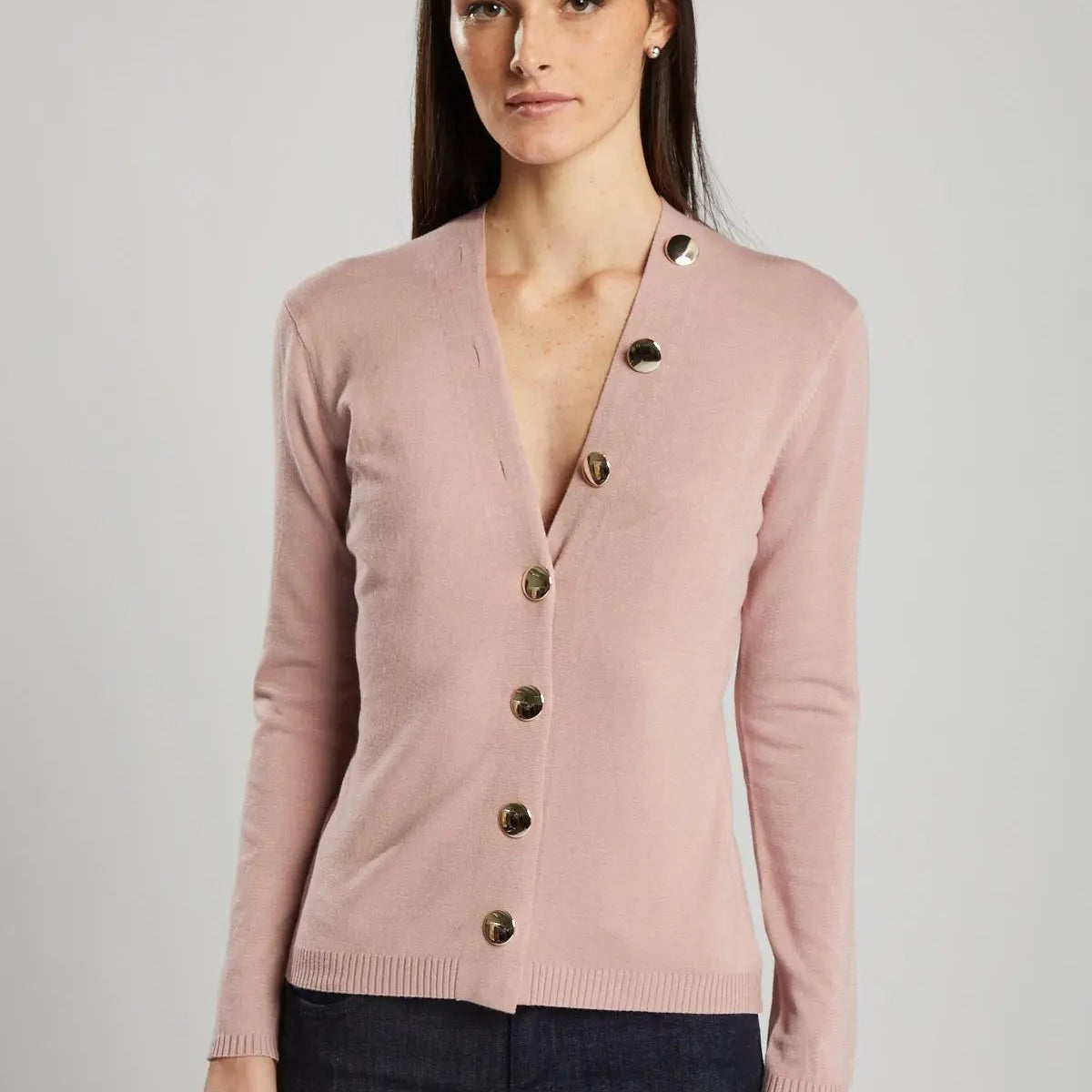 Maglia con bottoni metallo ROSA IRONICA XL