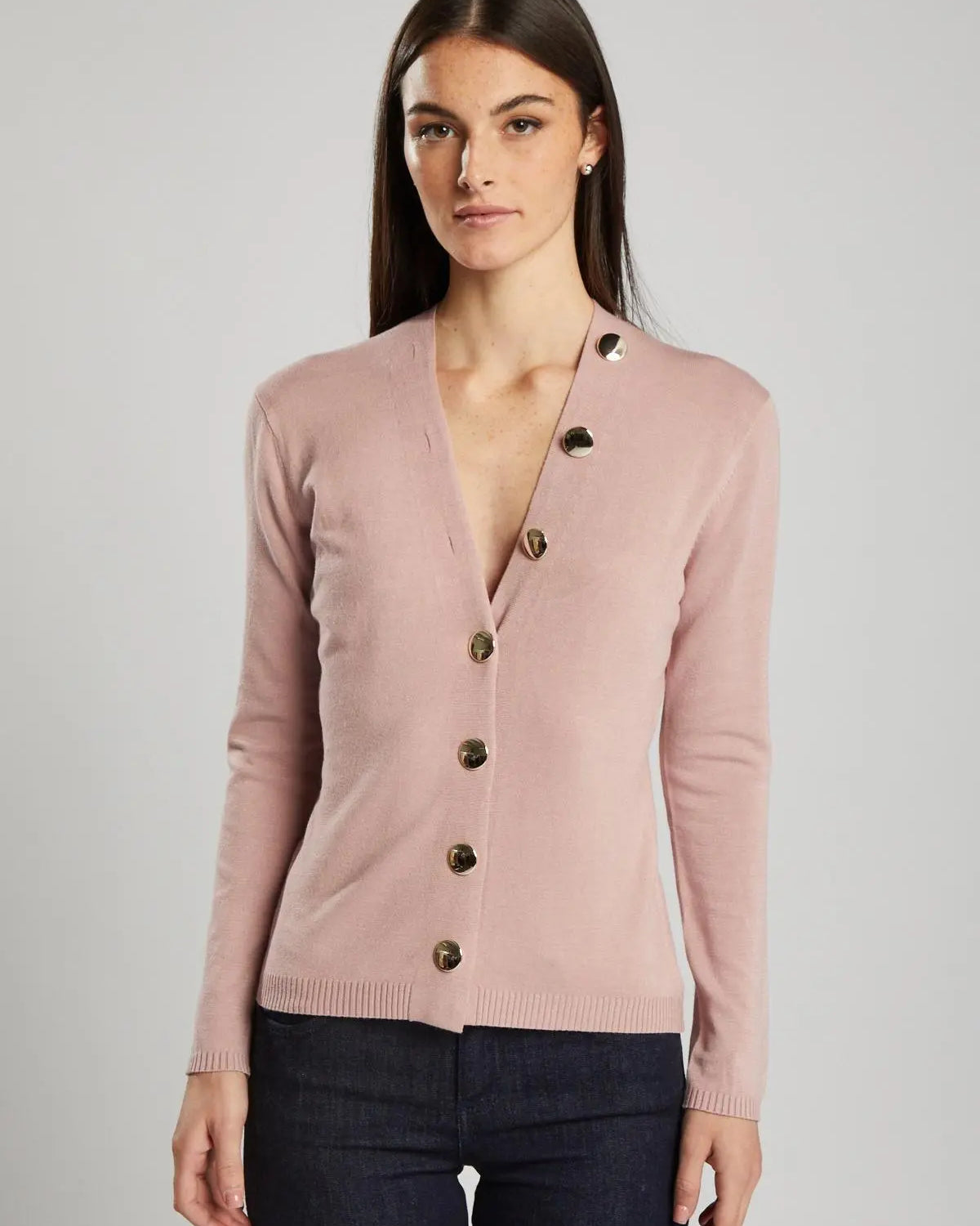 Maglia con bottoni metallo ROSA IRONICA XL