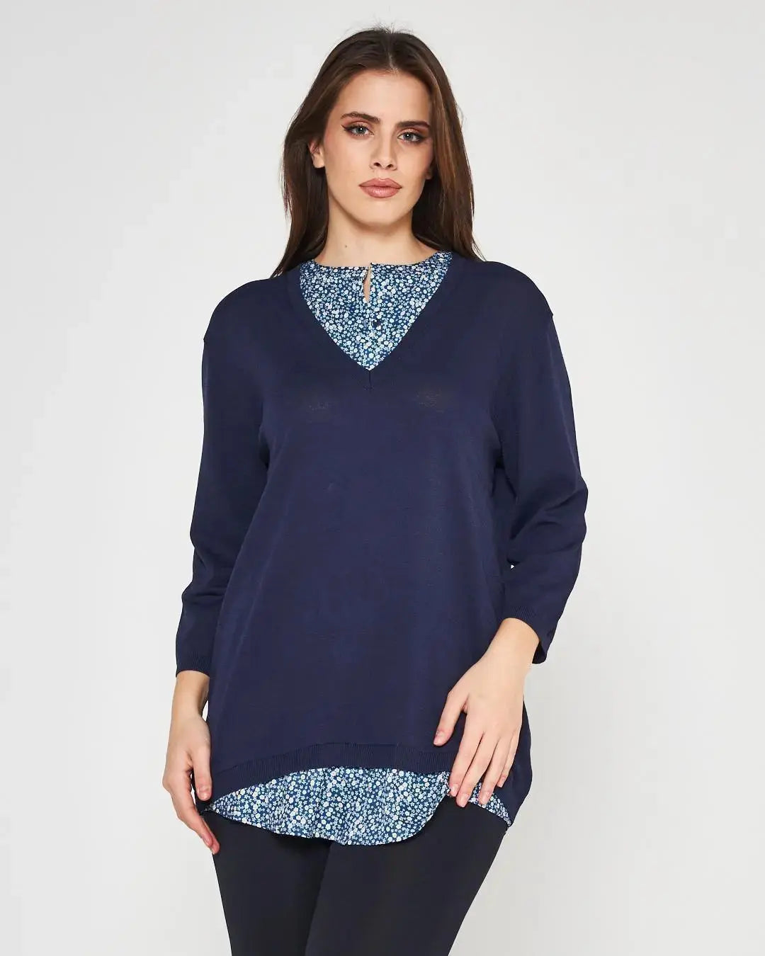 Maglia con camicia Blu DORABELLA PIU' XXXL
