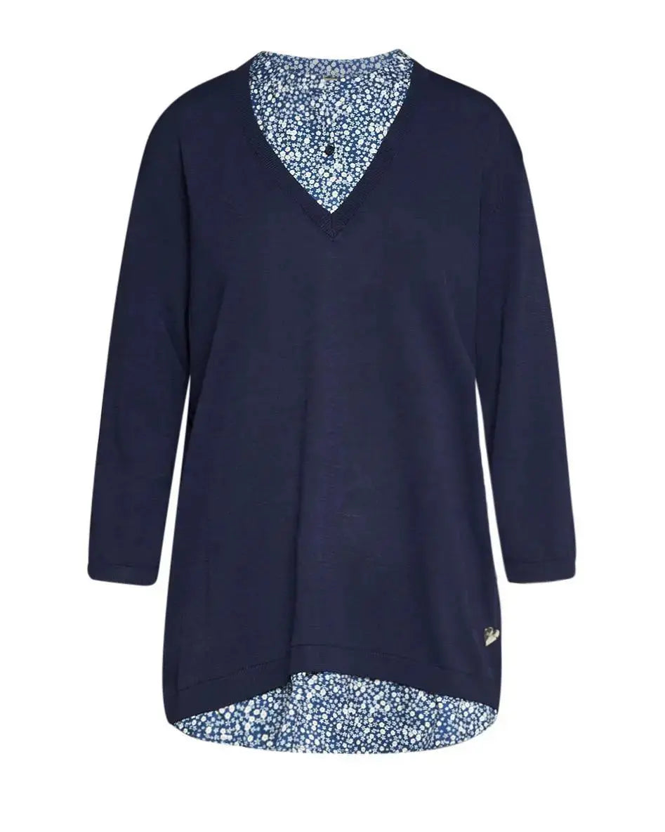 Maglia con camicia Blu DORABELLA PIU'