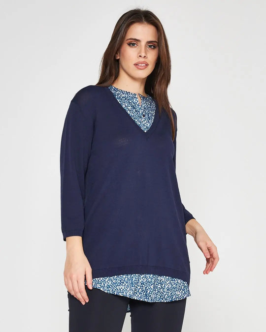Maglia con camicia Blu DORABELLA PIU'