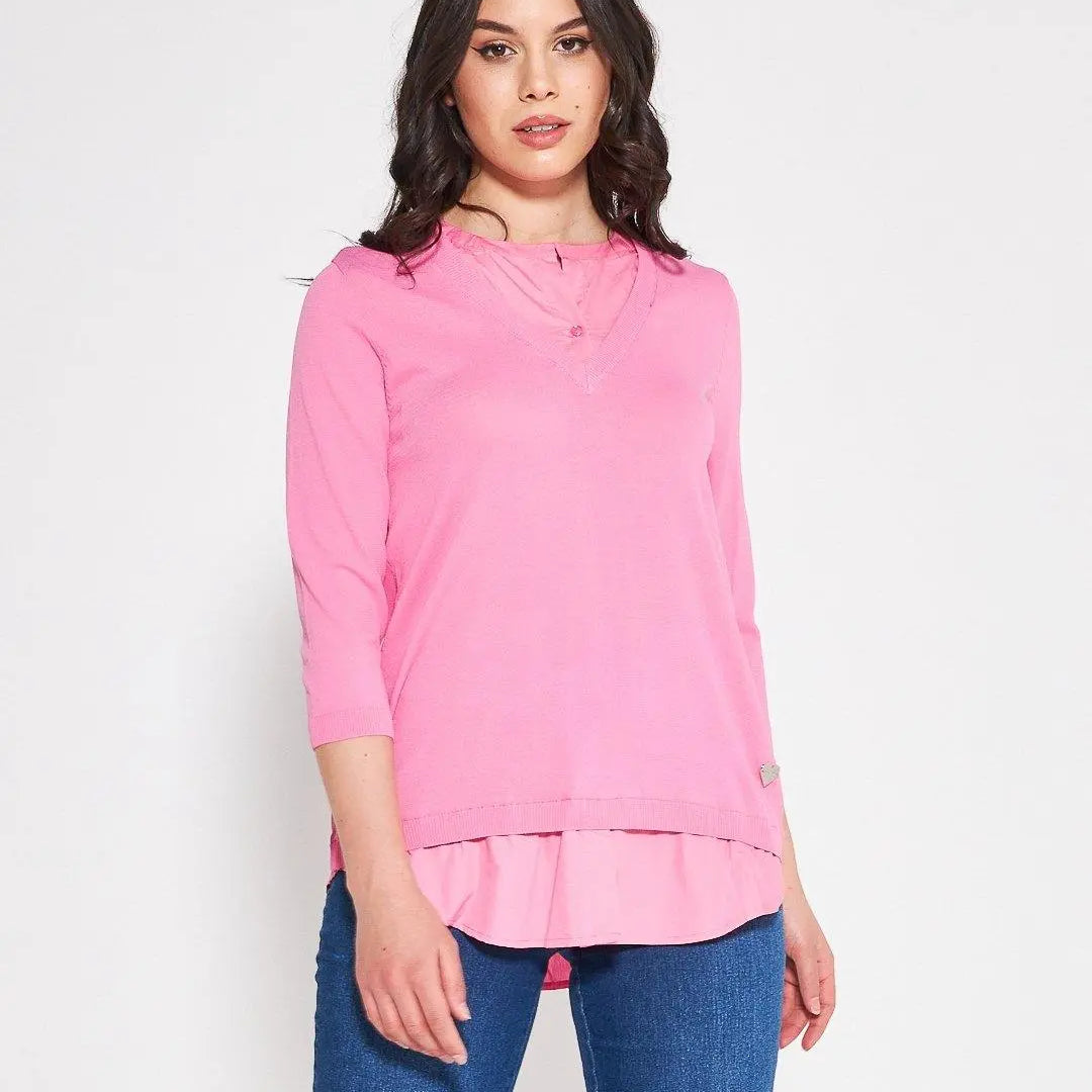 Maglia con camicia ROSA BUBBLE DORABELLA XL