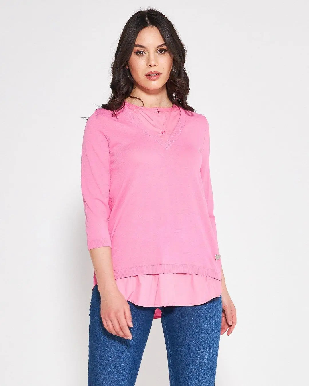 Maglia con camicia ROSA BUBBLE DORABELLA XL