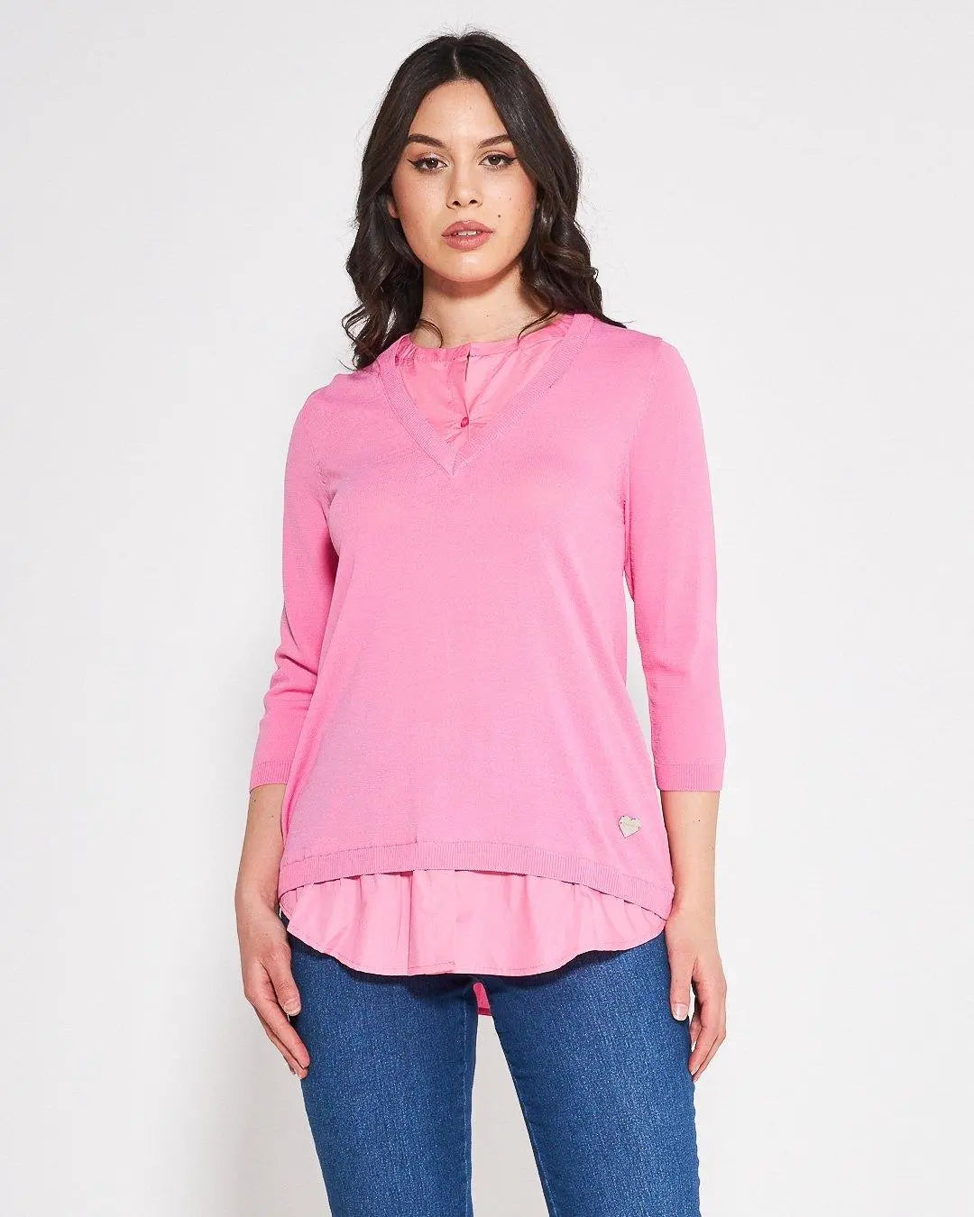 Maglia con camicia ROSA BUBBLE DORABELLA