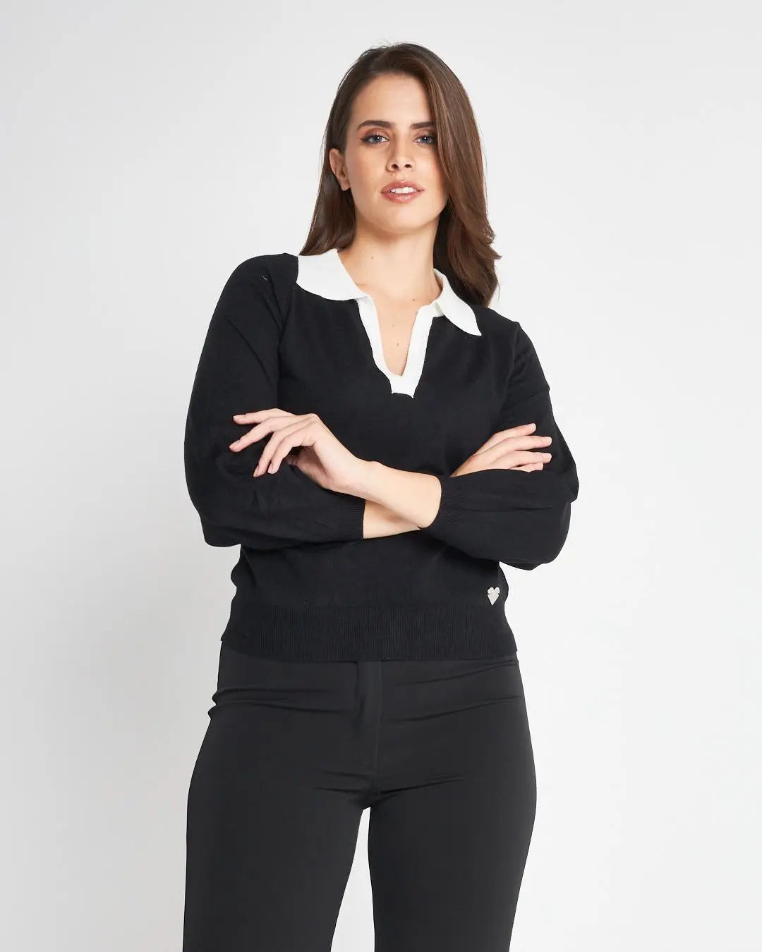 Maglia con collo a polo NERO DORABELLA XL