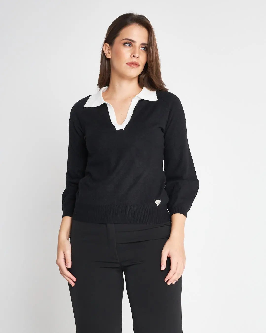 Maglia con collo a polo NERO DORABELLA