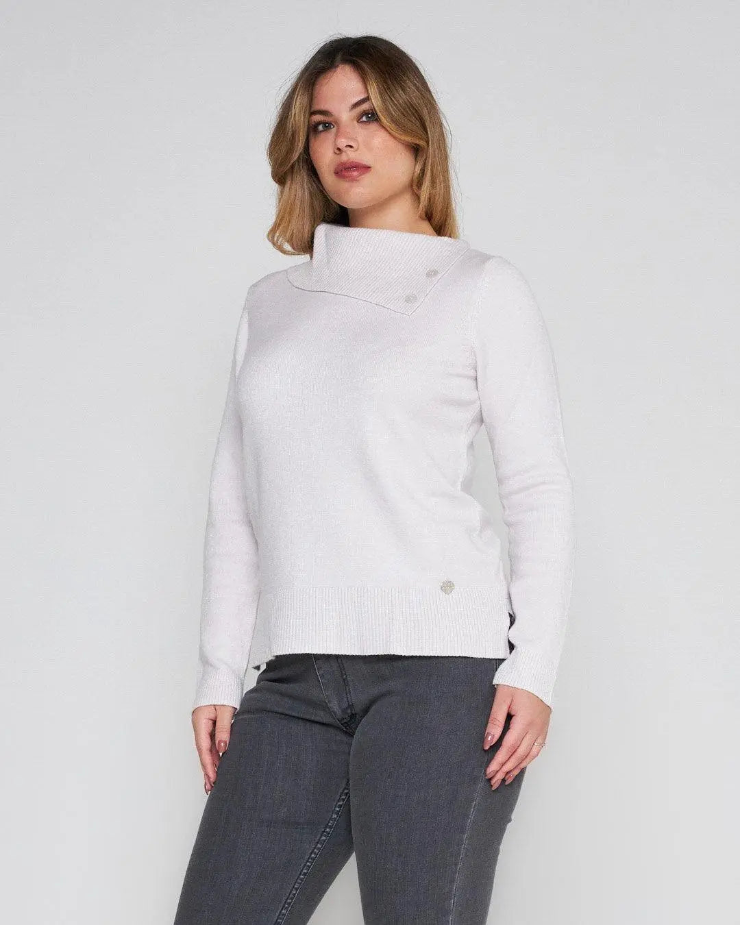 Maglia con collo e bottoni GESSO DORABELLA XXL