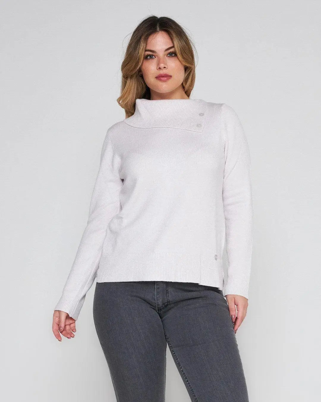 Maglia con collo e bottoni GESSO DORABELLA