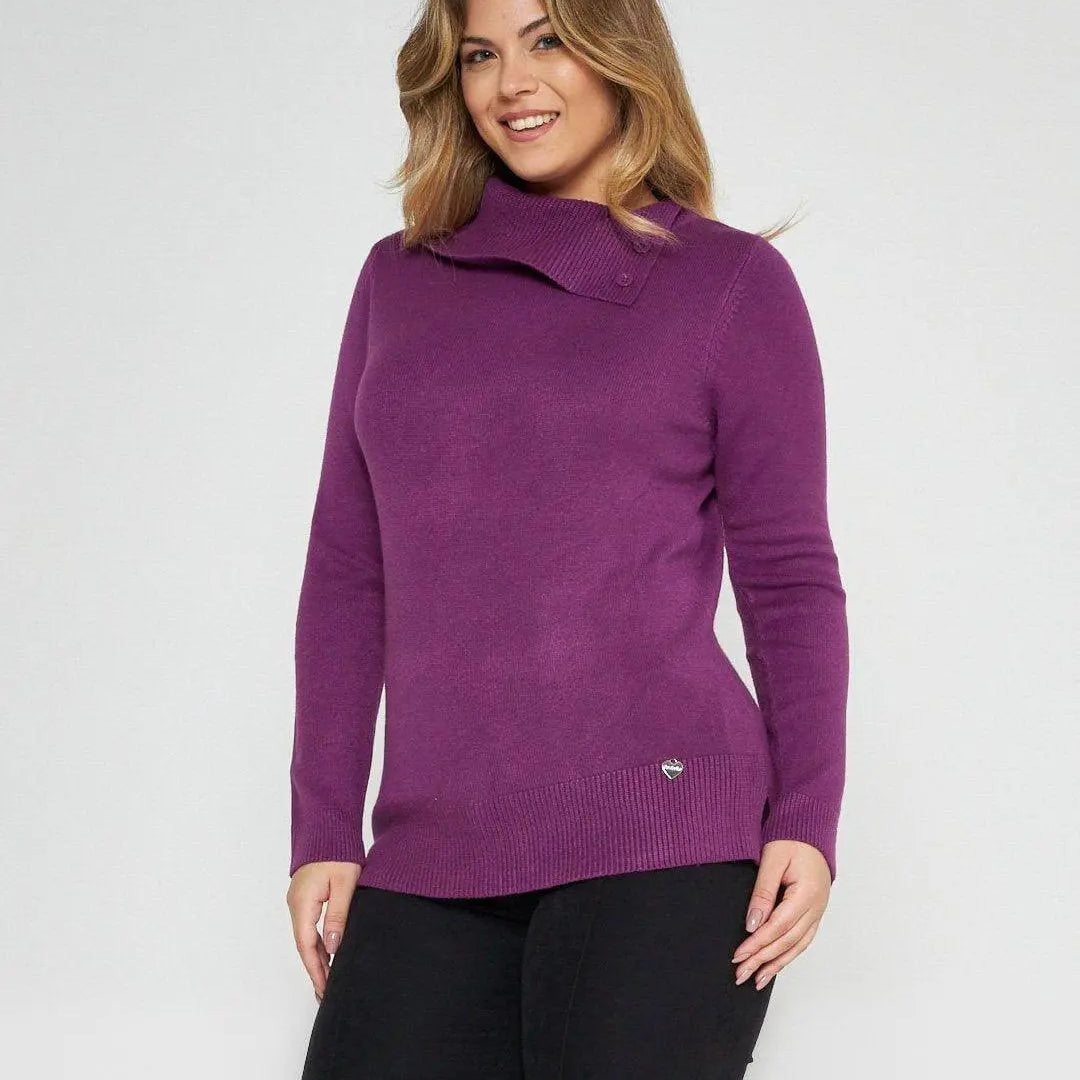 Maglia con collo e bottoni MAGENTA DORABELLA XXL